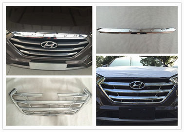 Cina Hyundai New Tucson 2016 2017 Front Grille Molding Cover 3D Serat Karbon / Chrome pemasok